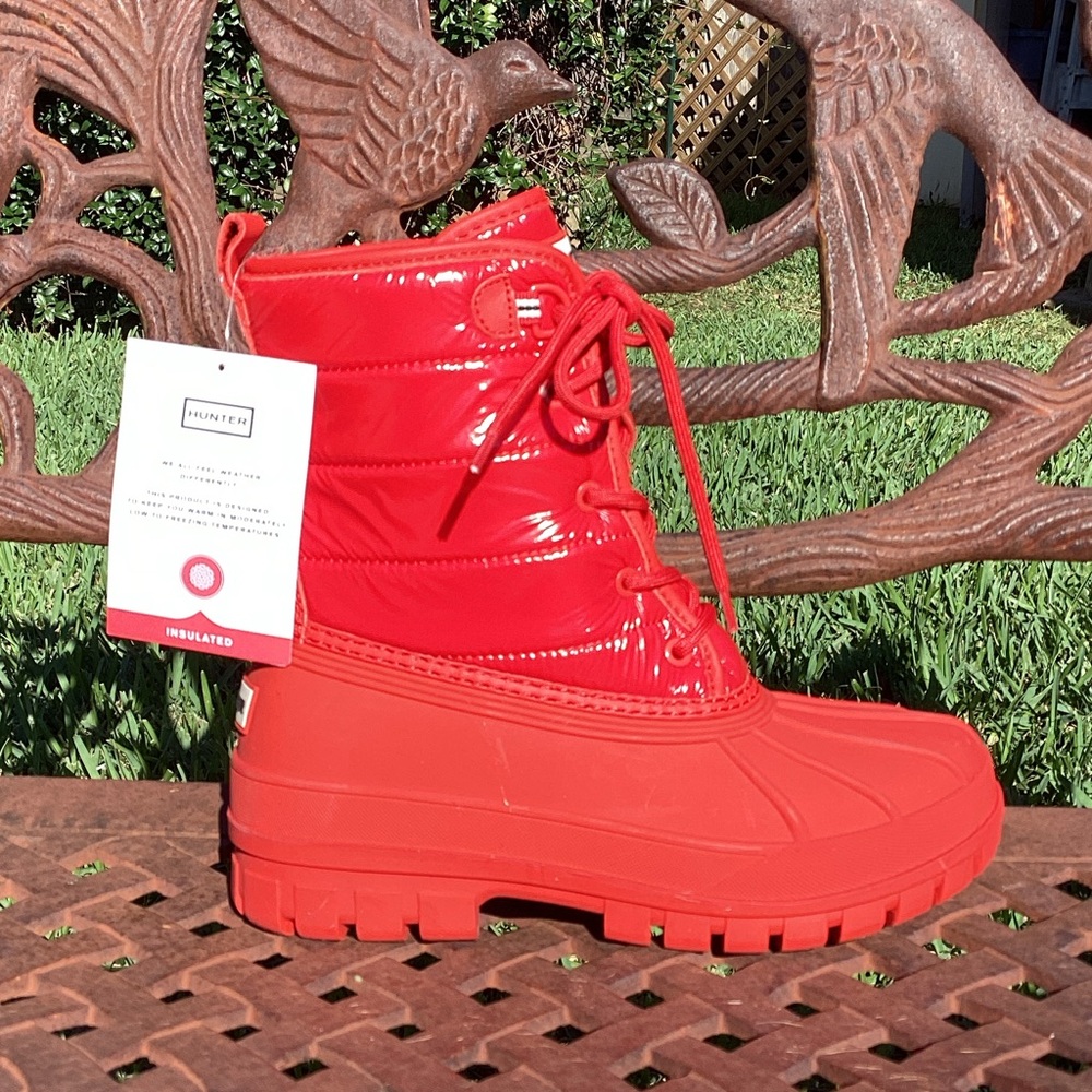 Hunter Stanly Insulated Waterproof Duck Boots Flashy Red Size 8 - Picture 3 of 6